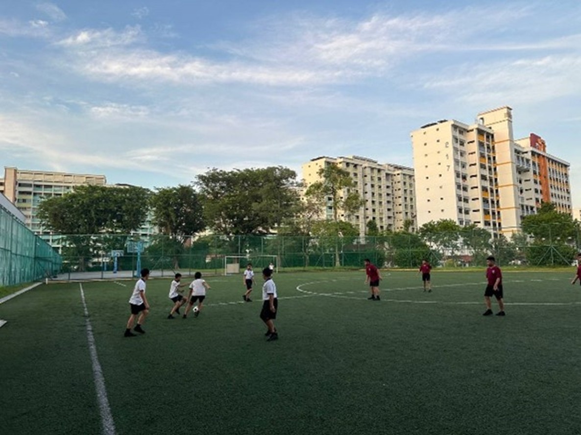 Students playing Football during Morning Rise-to-Shine